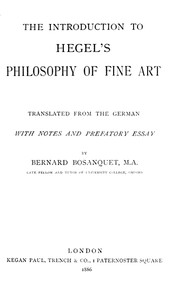The Introduction to Hegel's Philosophy of Fine Arts
